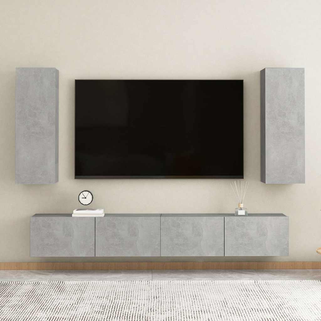 TV stand, concrete, 30.5x30x90cm, treated wood