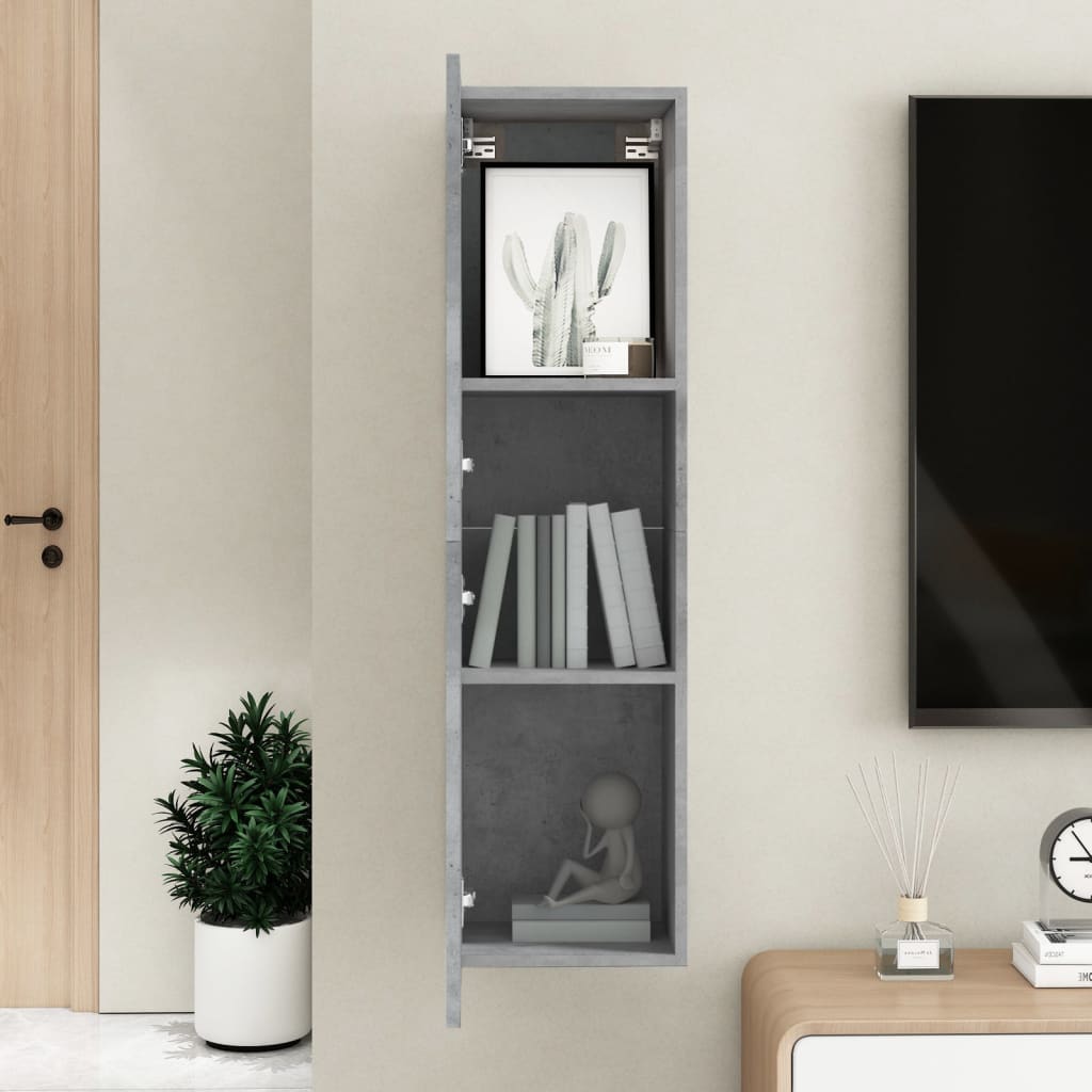 TV cabinet, concrete, 30.5x30x110cm, treated wood