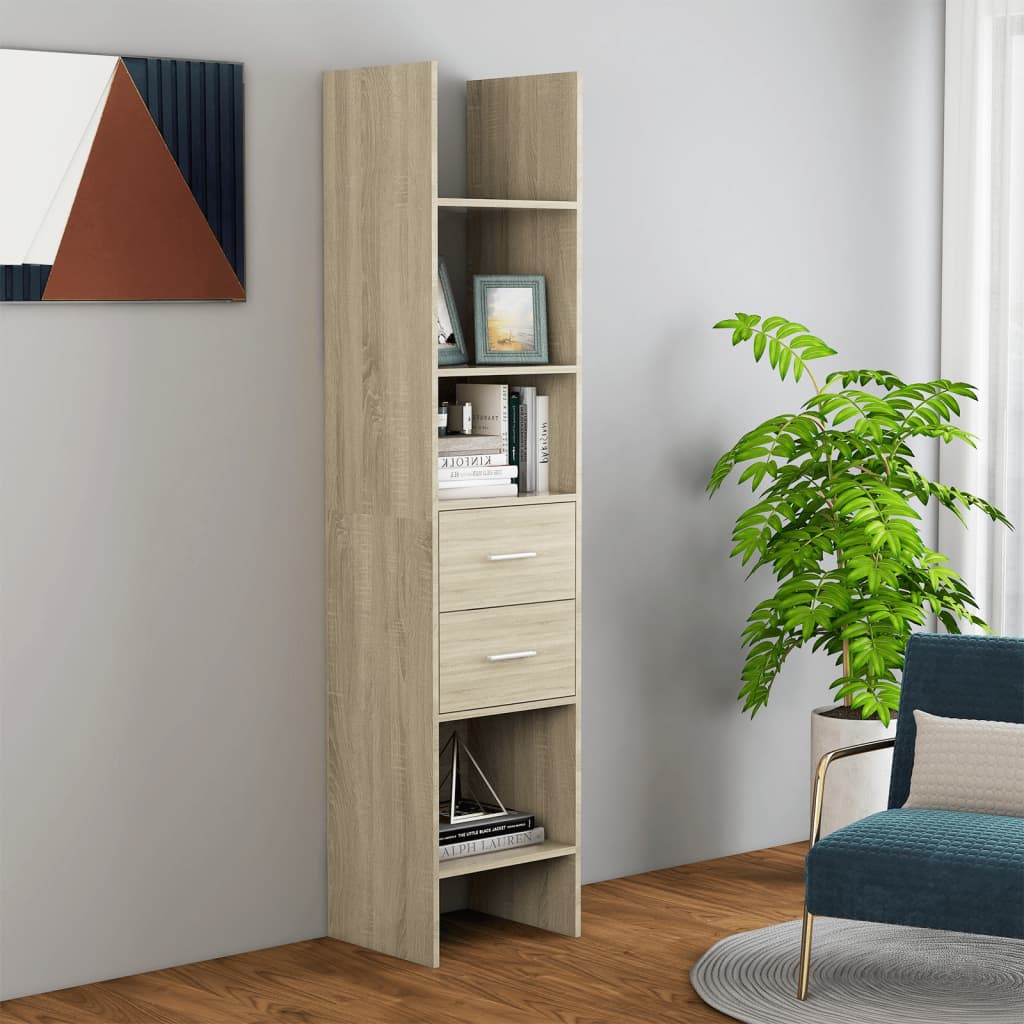 Grāmatu skapis, sonomas ozola, 40x35x180cm, inženierijas koks