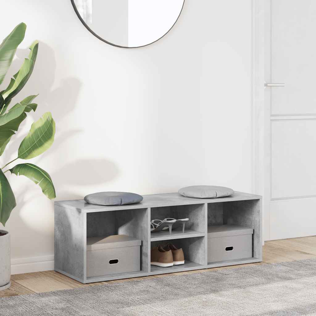 Shoe cabinet-bench, concrete grey, 105x35x35cm, wood