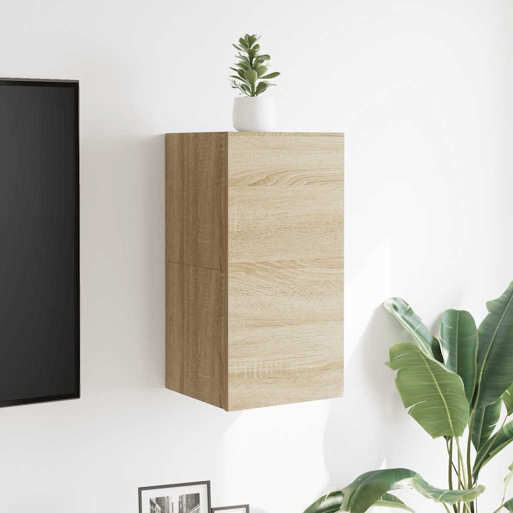 Wall-mounted TV cabinets, 2 pcs, oak, 30.5x30x30 cm