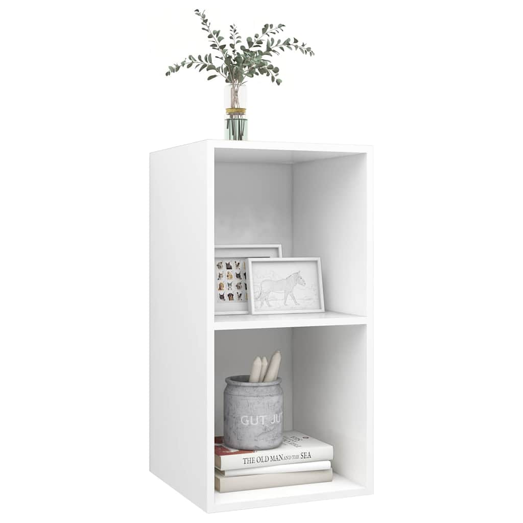 Wall-mounted TV cabinet, white, 37x37x72 cm, particleboard