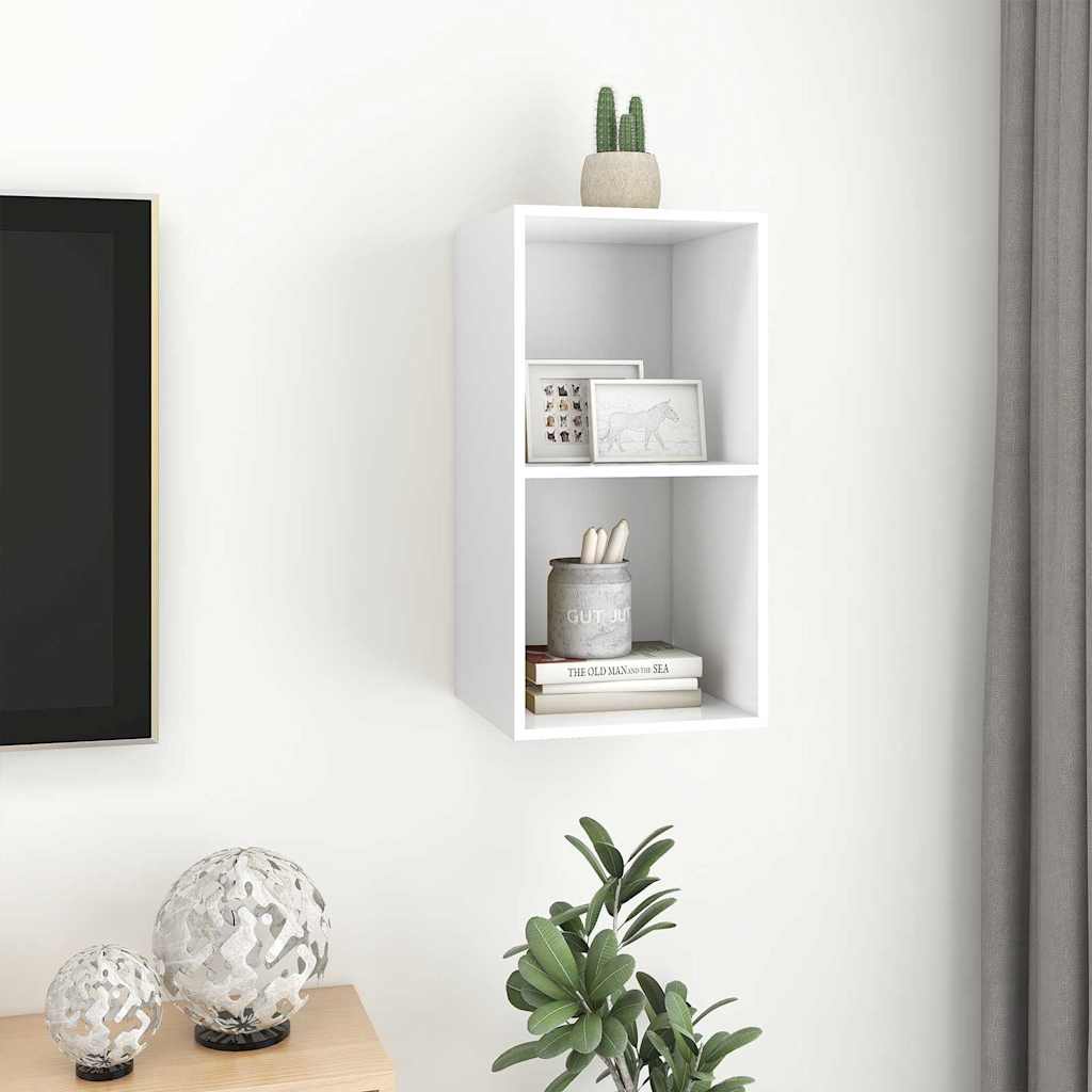 Wall-mounted TV cabinet, white, 37x37x72 cm, particleboard