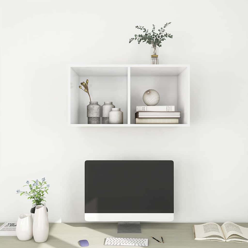 Wall-mounted TV cabinet, white, 37x37x72 cm, particleboard