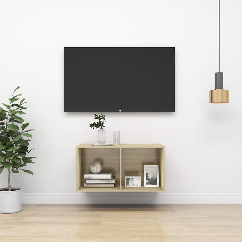 Prie sienos montuojama TV spintelė, ąžuolo, 37x37x72 cm, MDP