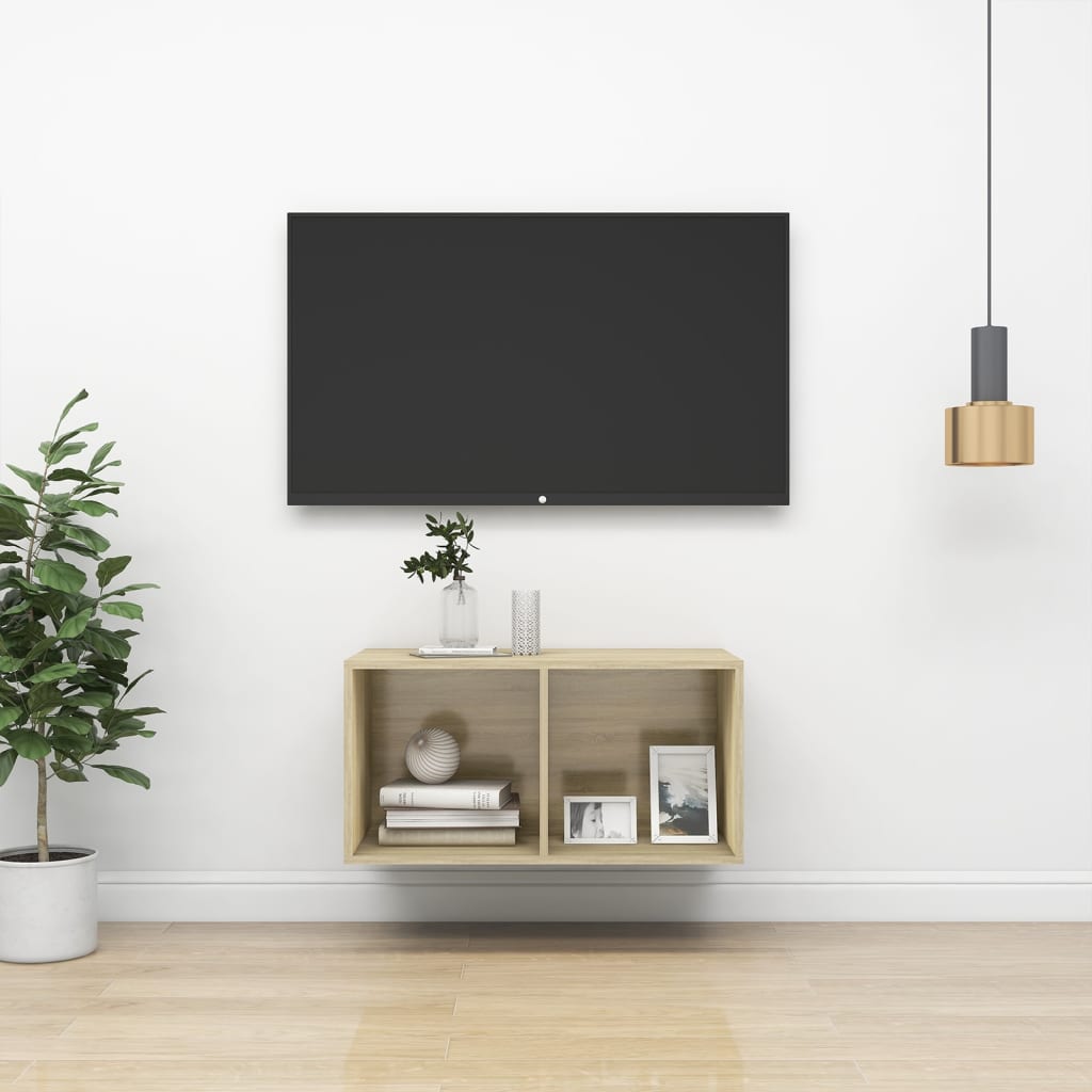 Prie sienos montuojama TV spintelė, ąžuolo, 37x37x72 cm, MDP