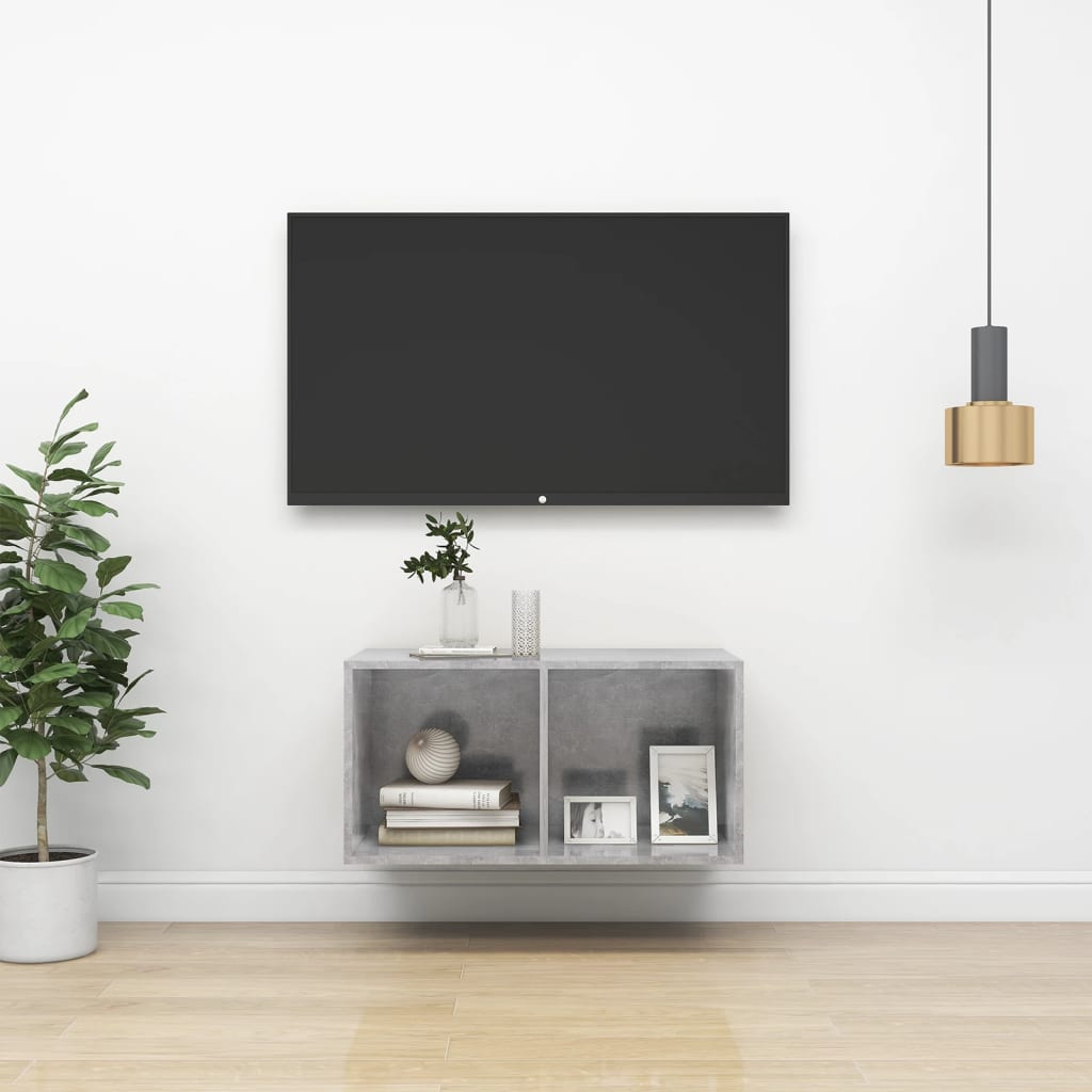Prie sienos montuojama TV spintelė, betono, 37x37x72 cm, MDP