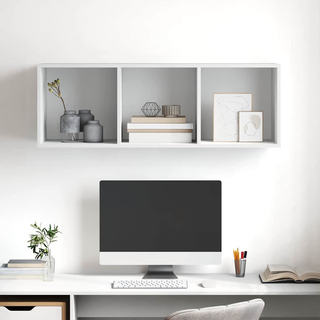 Sieninė TV spintelė, balta, 37x37x107cm, apdirbta mediena