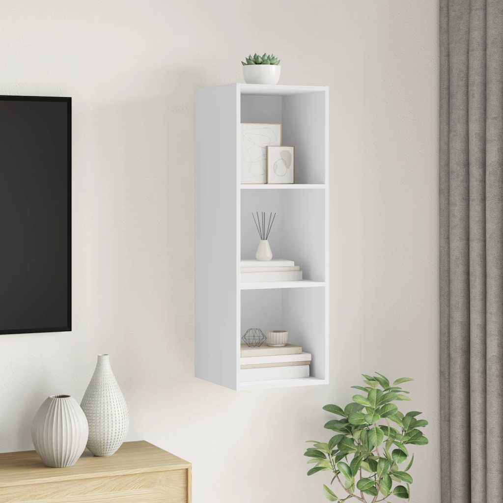 Sieninė TV spintelė, balta, 37x37x107cm, apdirbta mediena