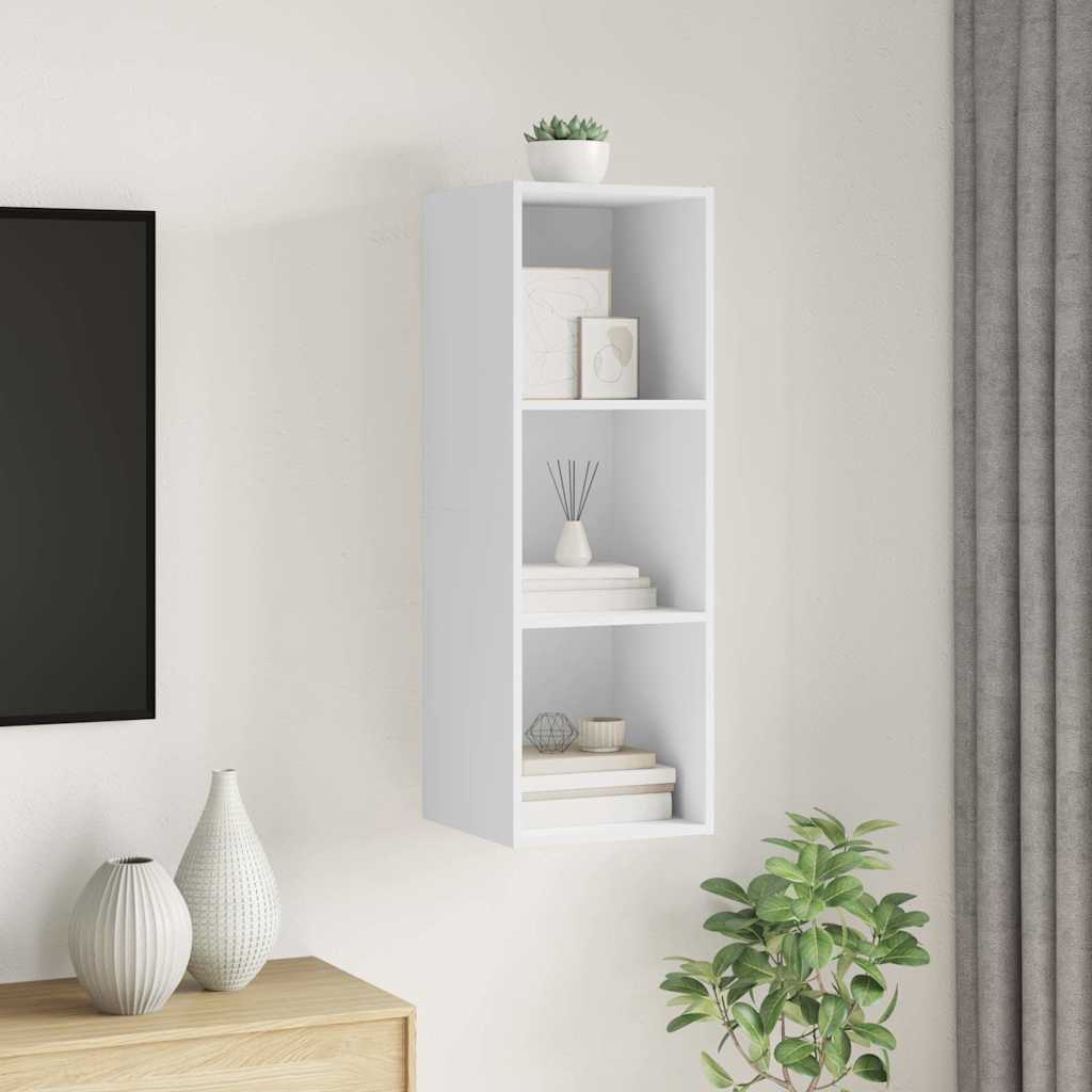 Sieninė TV spintelė, balta, 37x37x107cm, apdirbta mediena