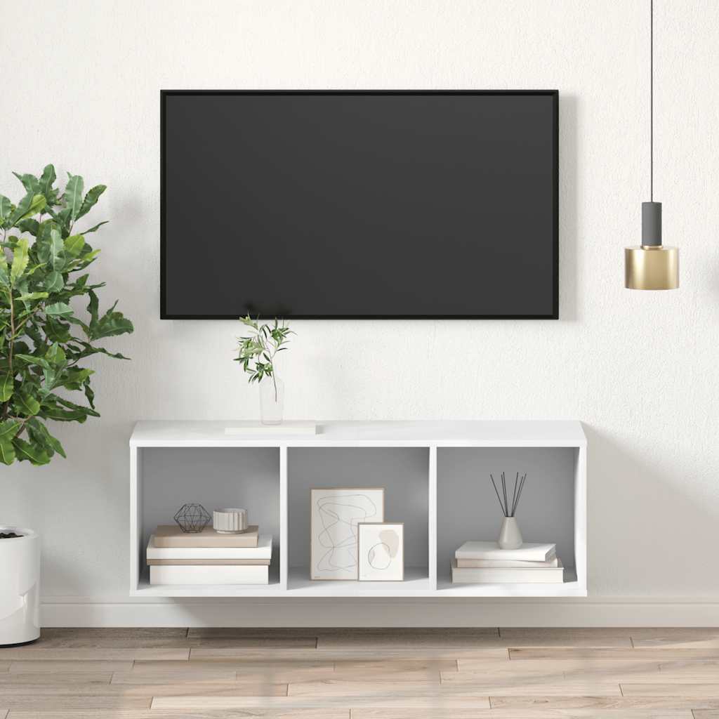 Sieninė TV spintelė, balta, 37x37x107cm, apdirbta mediena