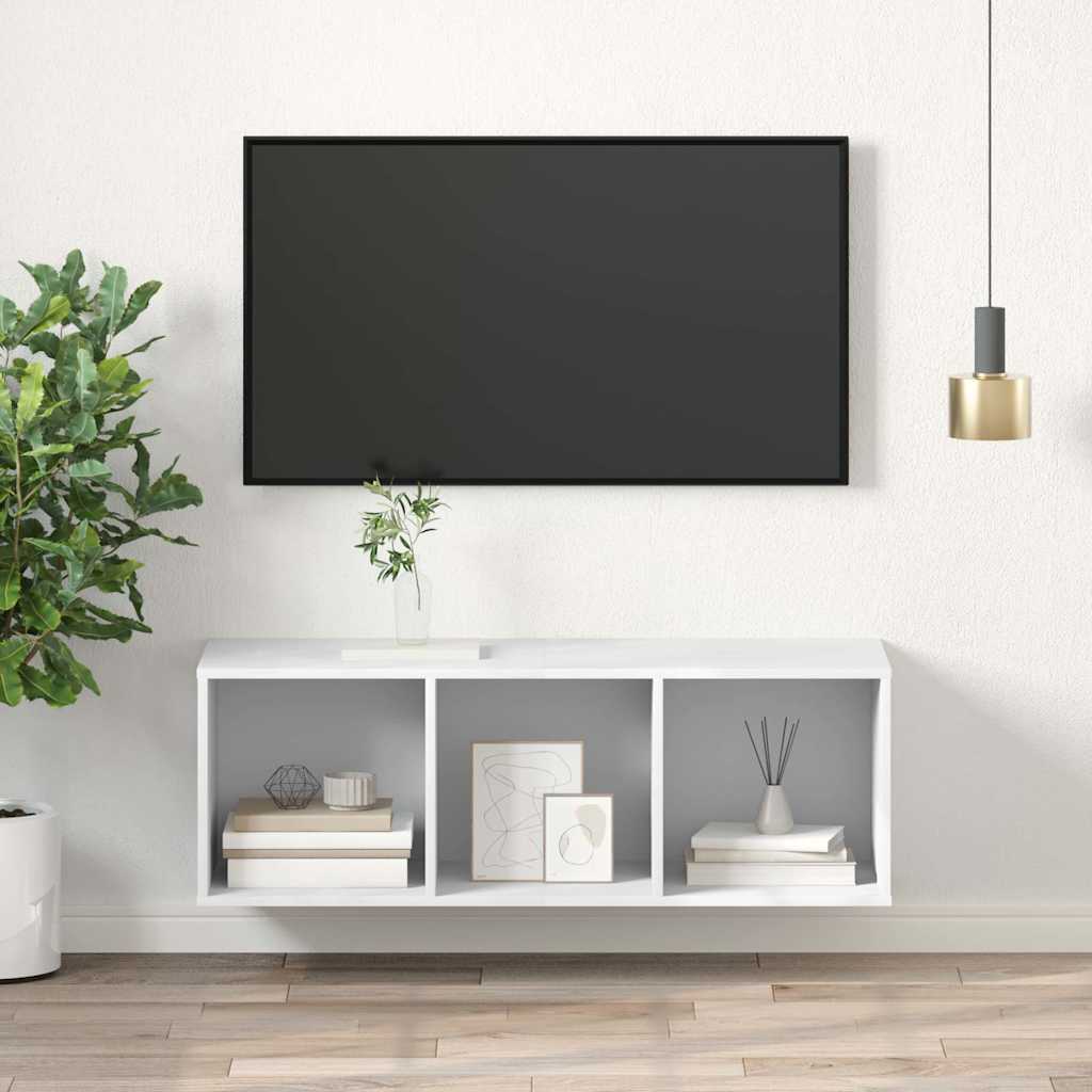 Sieninė TV spintelė, balta, 37x37x107cm, apdirbta mediena