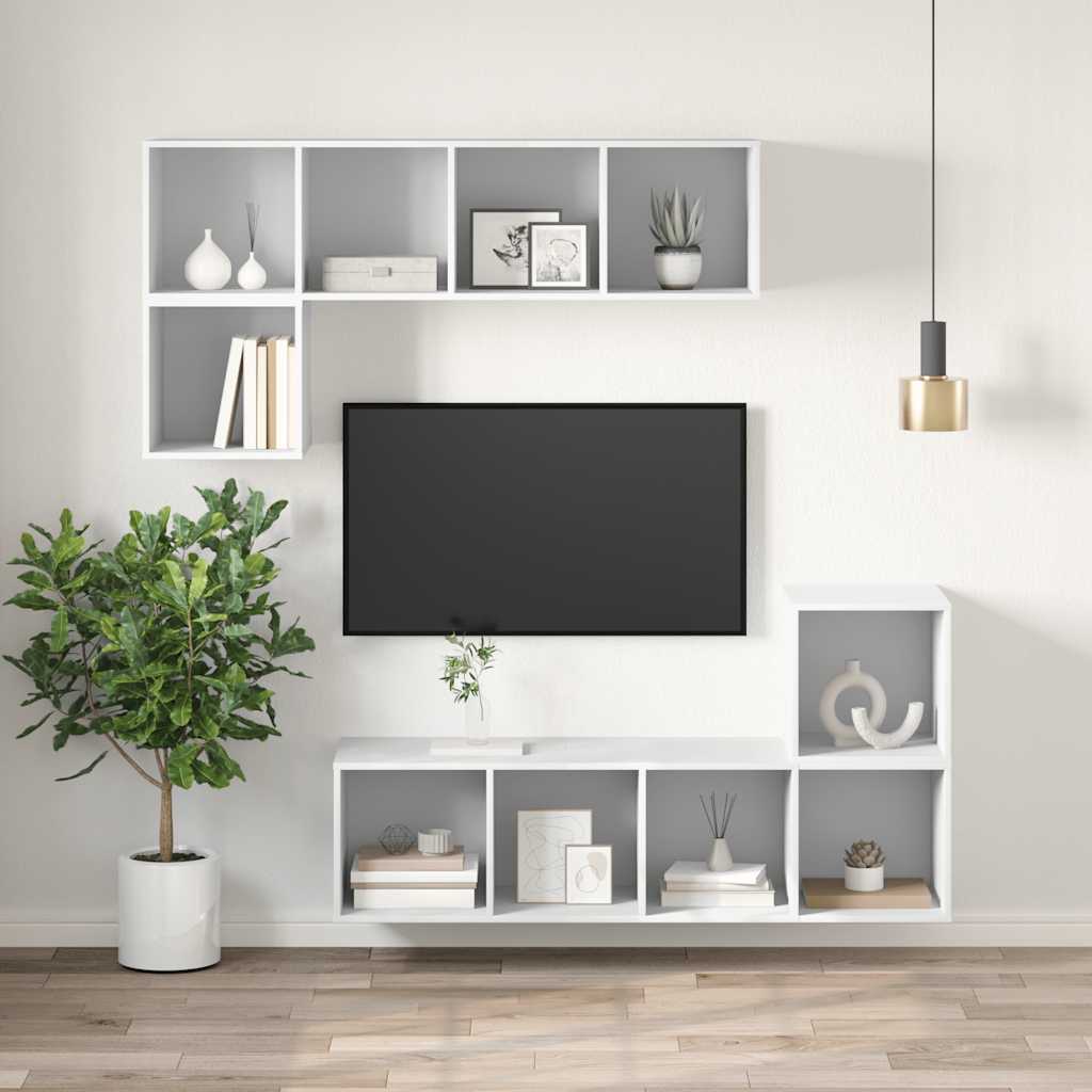 Wall-mounted TV cabinet, white, 37x37x142.5cm, chipboard