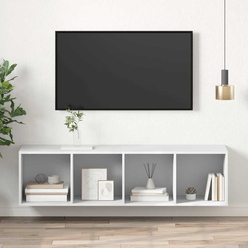 Wall-mounted TV cabinet, white, 37x37x142.5cm, chipboard