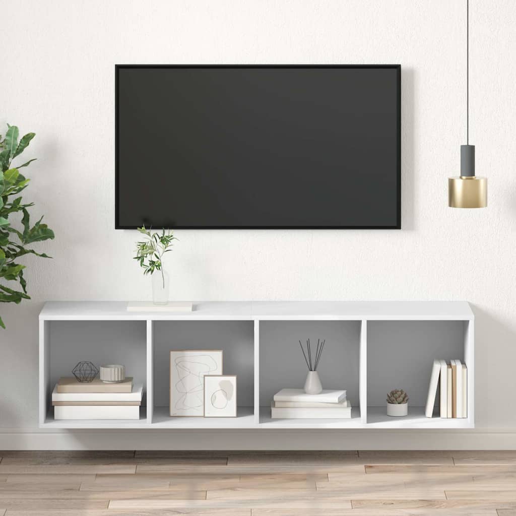 Prie sienos montuojama TV spintelė, balta, 37x37x142,5cm, MDP