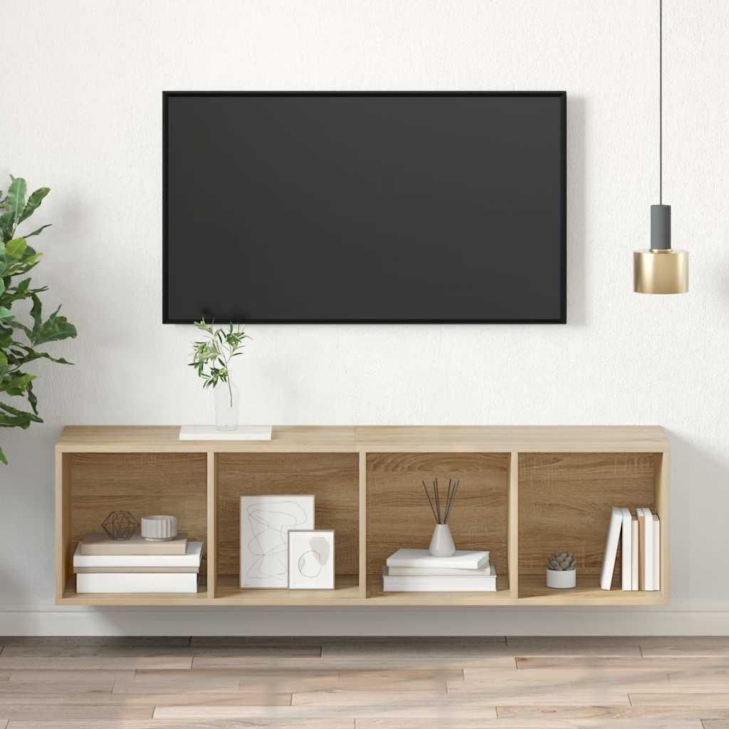 Pie sienas stiprināms TV skapītis, ozolkoka, 37x37x142,5cm, skaidu plātnes