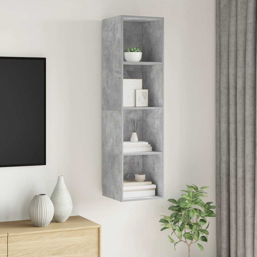 Sieninė TV spintelė, betono, 37x37x142,5cm, apdirbta mediena