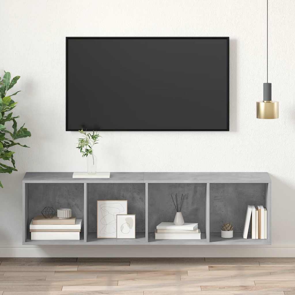 Sieninė TV spintelė, betono, 37x37x142,5cm, apdirbta mediena