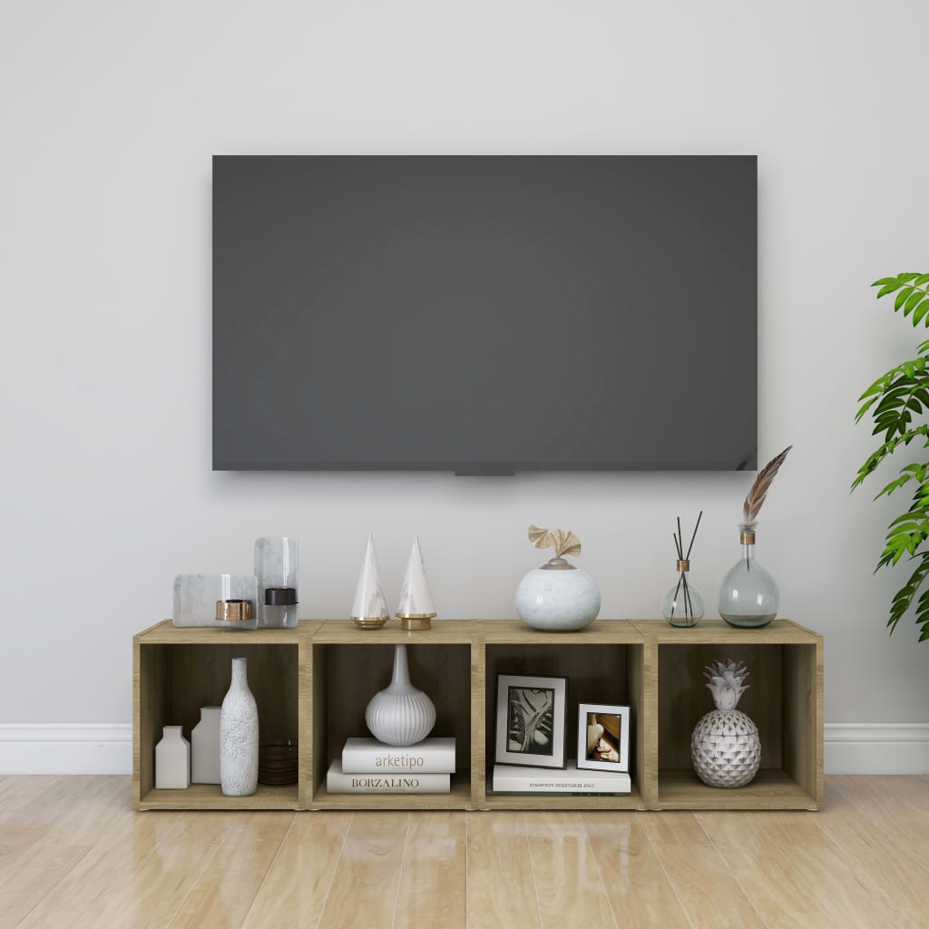 TV cabinets, 2 pcs, oak, 37x35x37cm, particle board