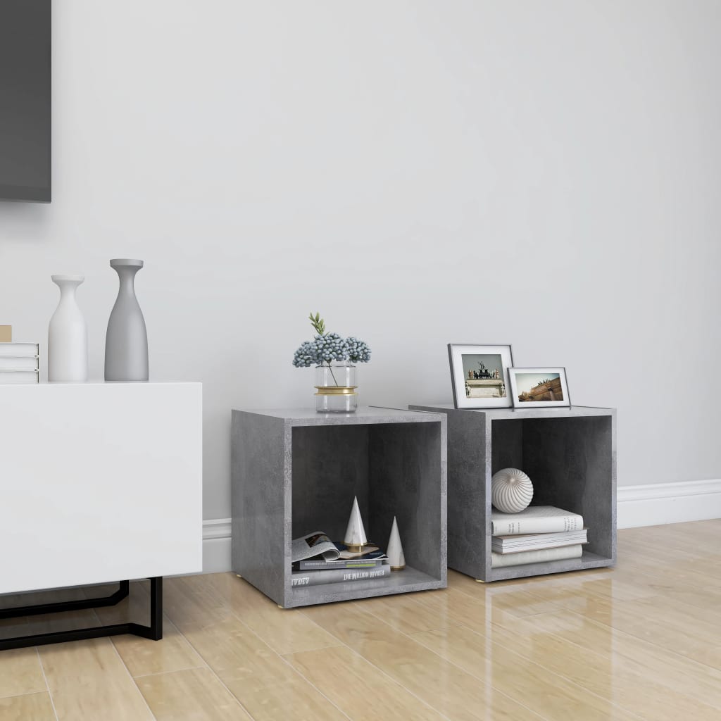 TV cabinets, 2 pcs, concrete grey, 37x35x37cm, particle board