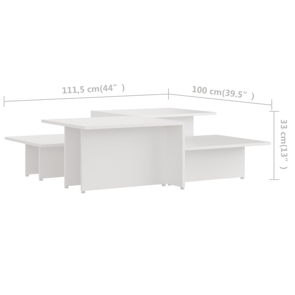 Coffee tables, 2 pcs., white, 111.5x50x33cm, engineered wood