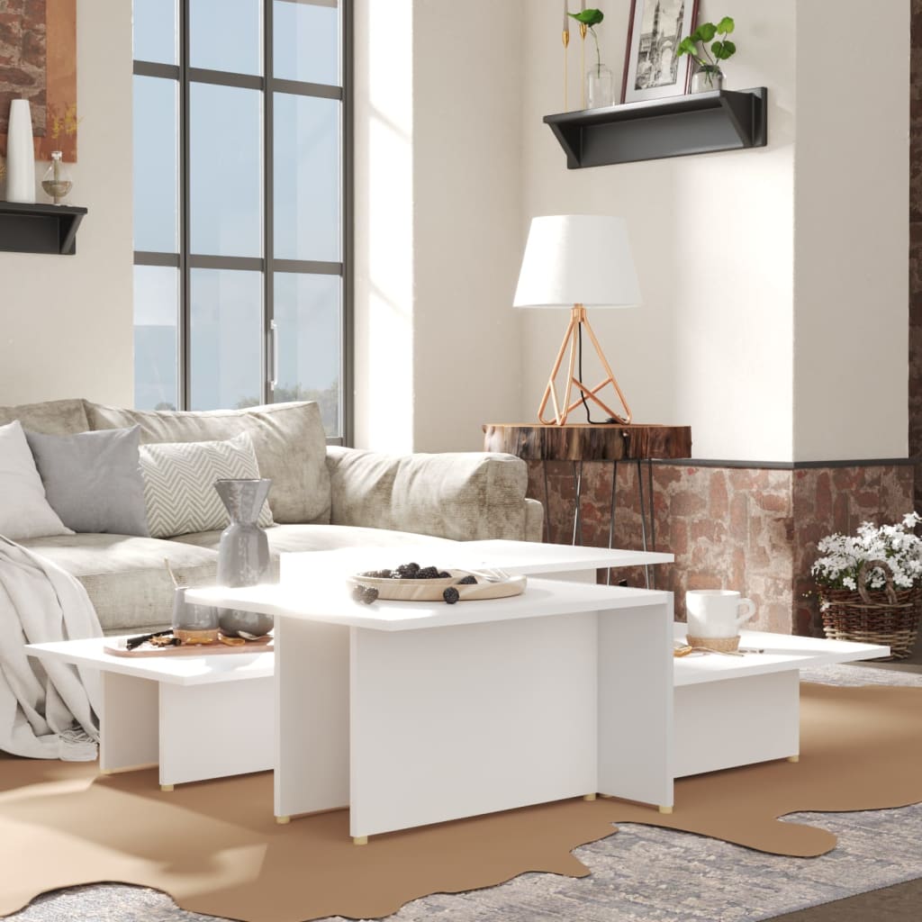 Coffee tables, 2 pcs., white, 111.5x50x33cm, engineered wood