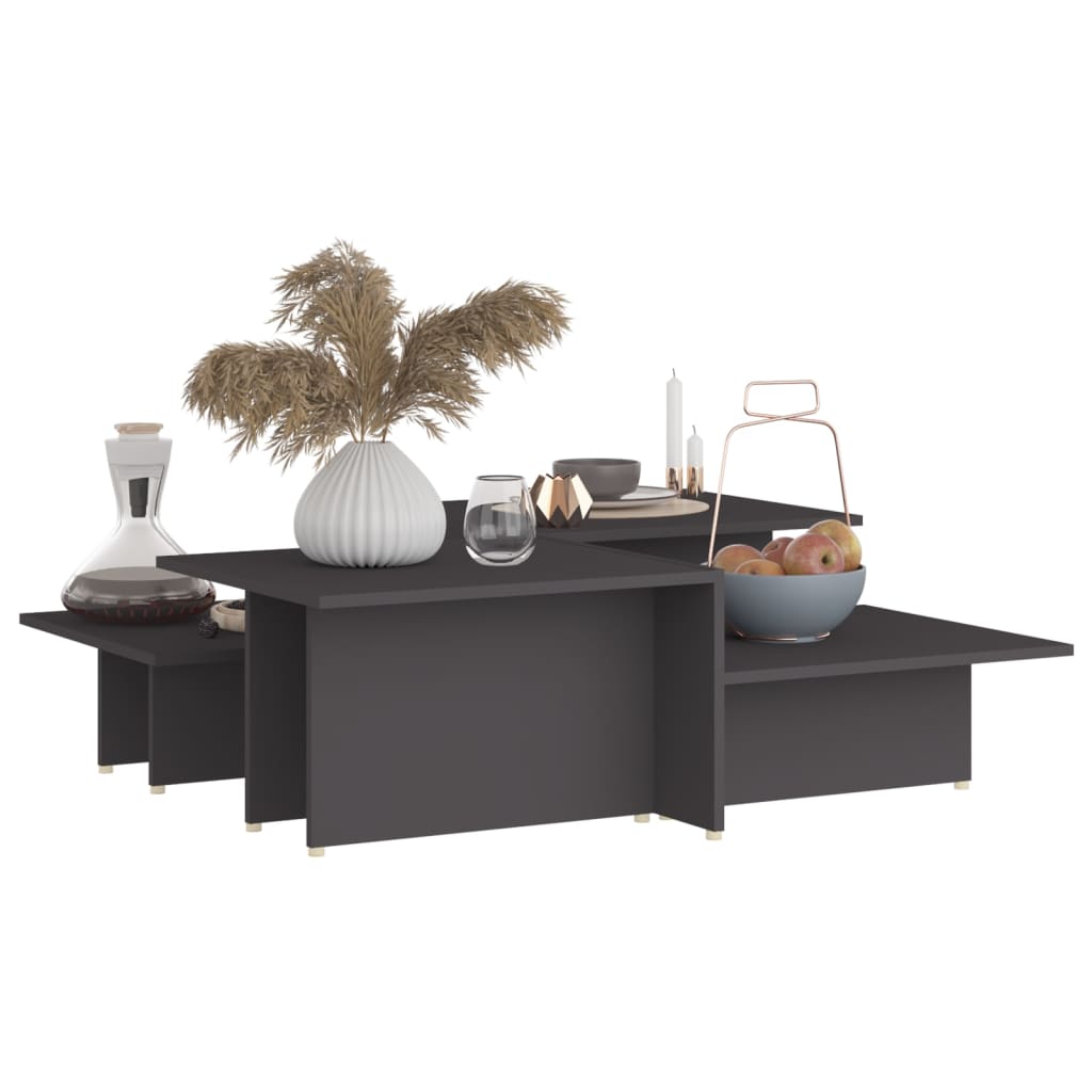 Coffee tables, 2 pcs., grey, 111.5x50x33cm, engineered wood