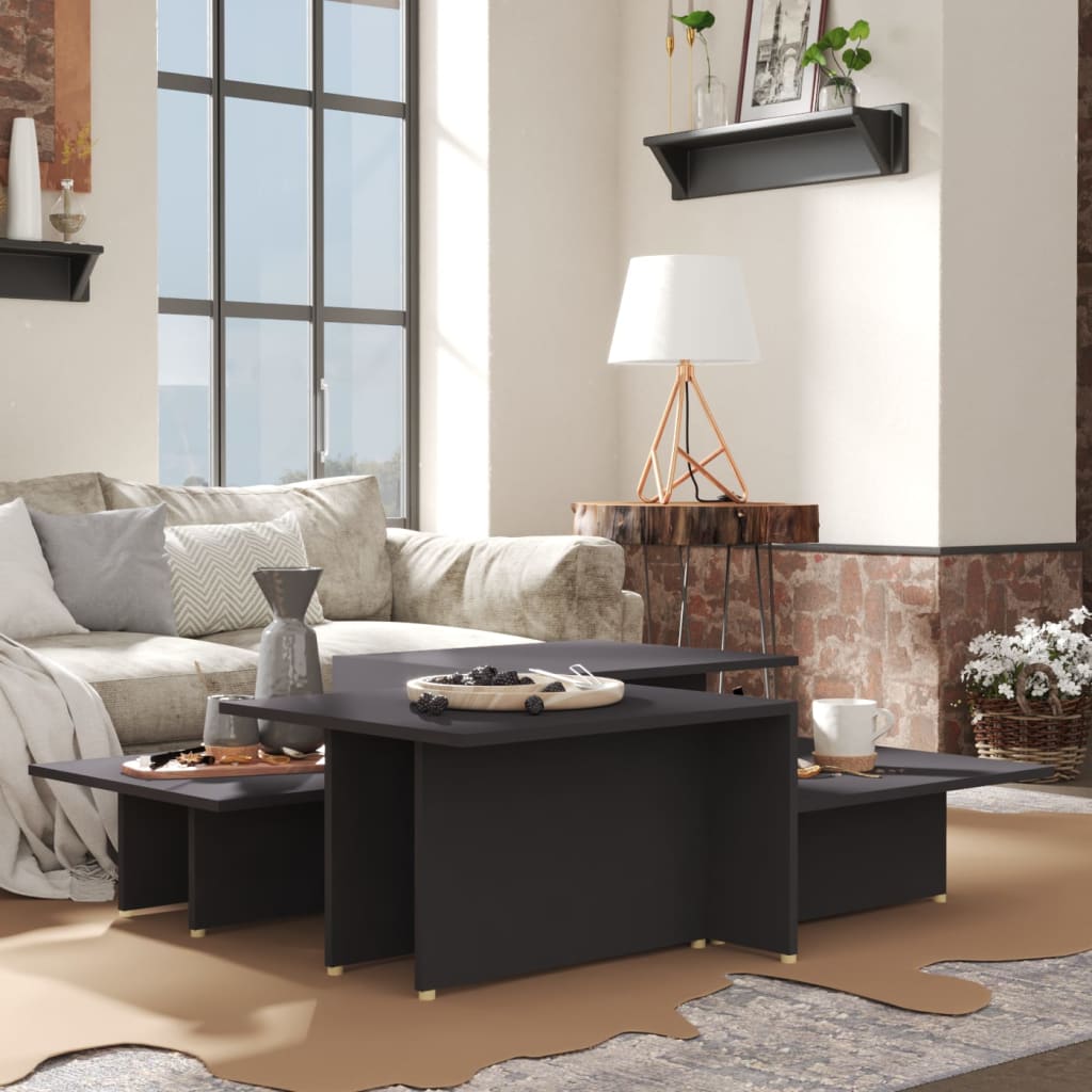 Coffee tables, 2 pcs., grey, 111.5x50x33cm, engineered wood