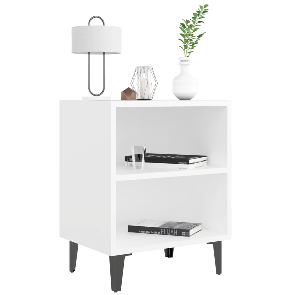 Nightstand with metal legs, white, 40x30x50cm