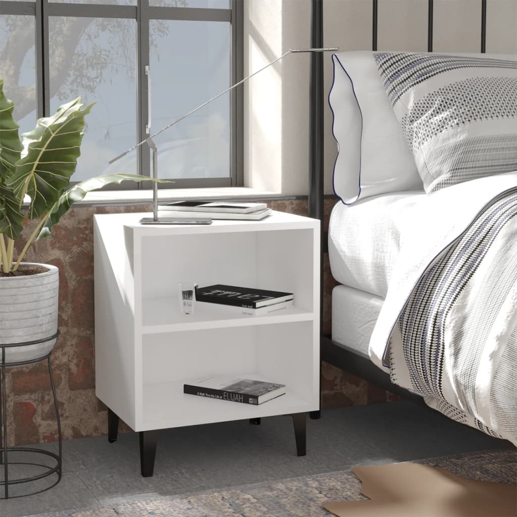 Nightstand with metal legs, white, 40x30x50cm