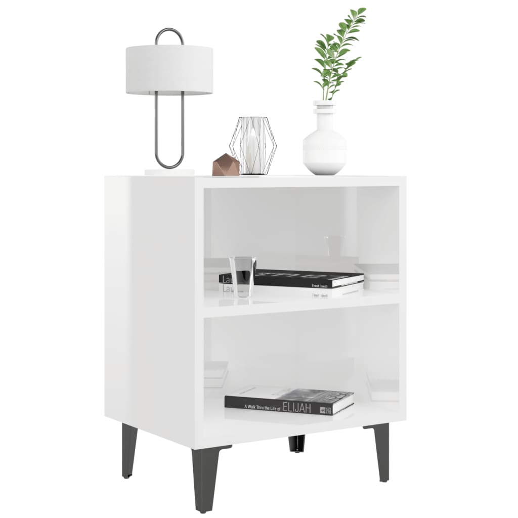 Nightstand with metal legs, white, 40x30x50cm