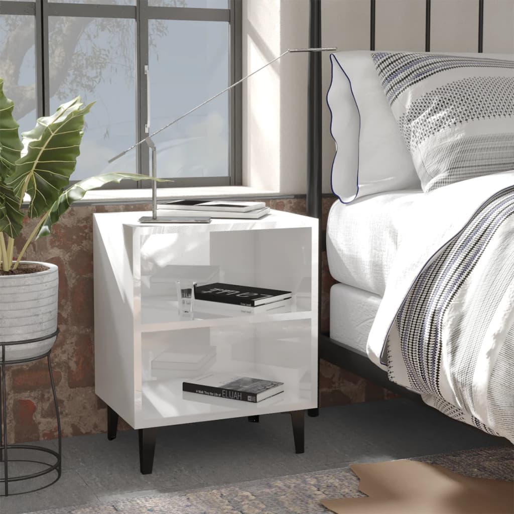 Bedside tables with legs, 2 pcs, white, 40x30x50cm