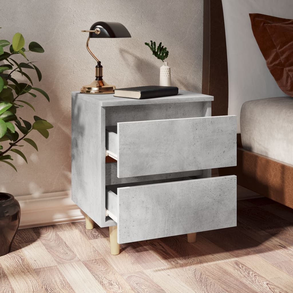 Bedside cabinet with solid pine legs, grey, 40x35x50cm
