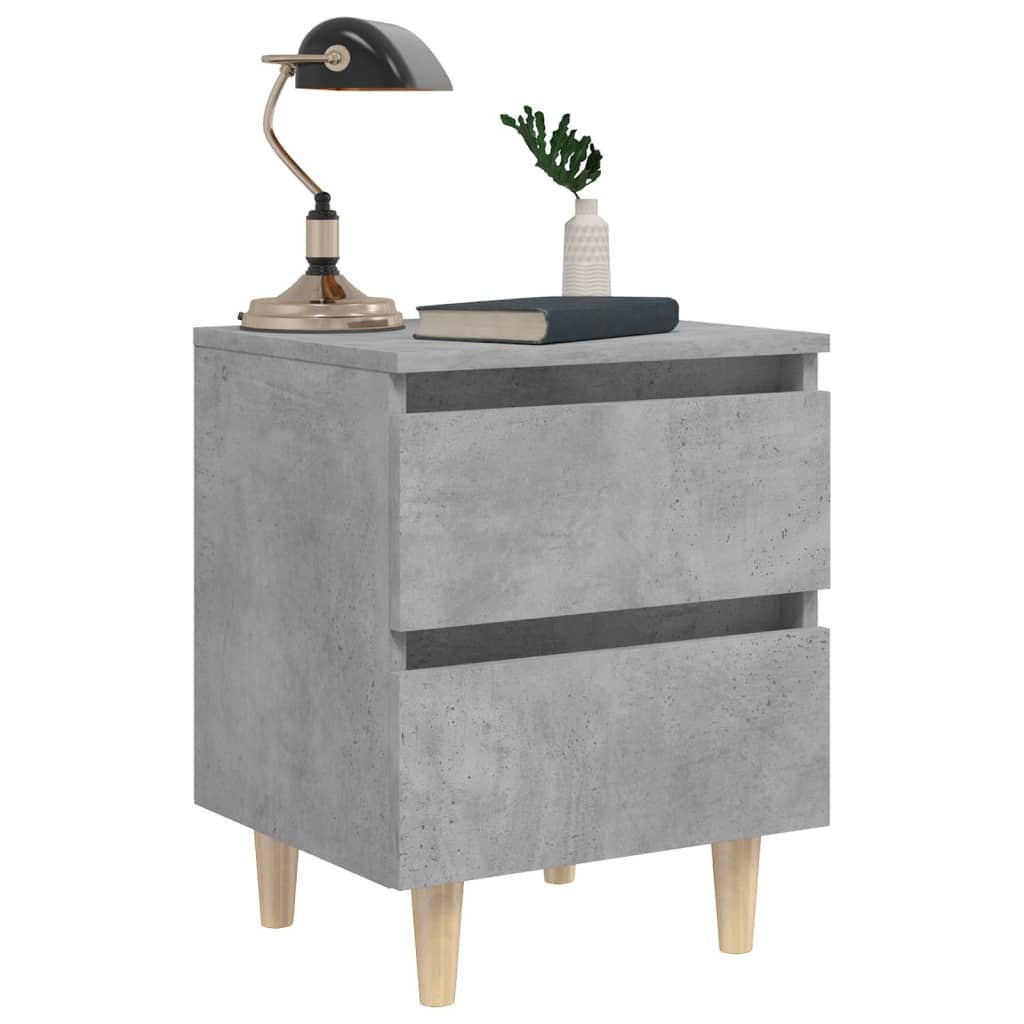 Bedside cabinet with solid pine legs, grey, 40x35x50cm