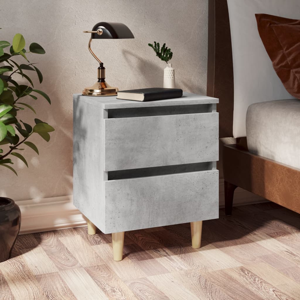 Bedside cabinet with solid pine legs, grey, 40x35x50cm