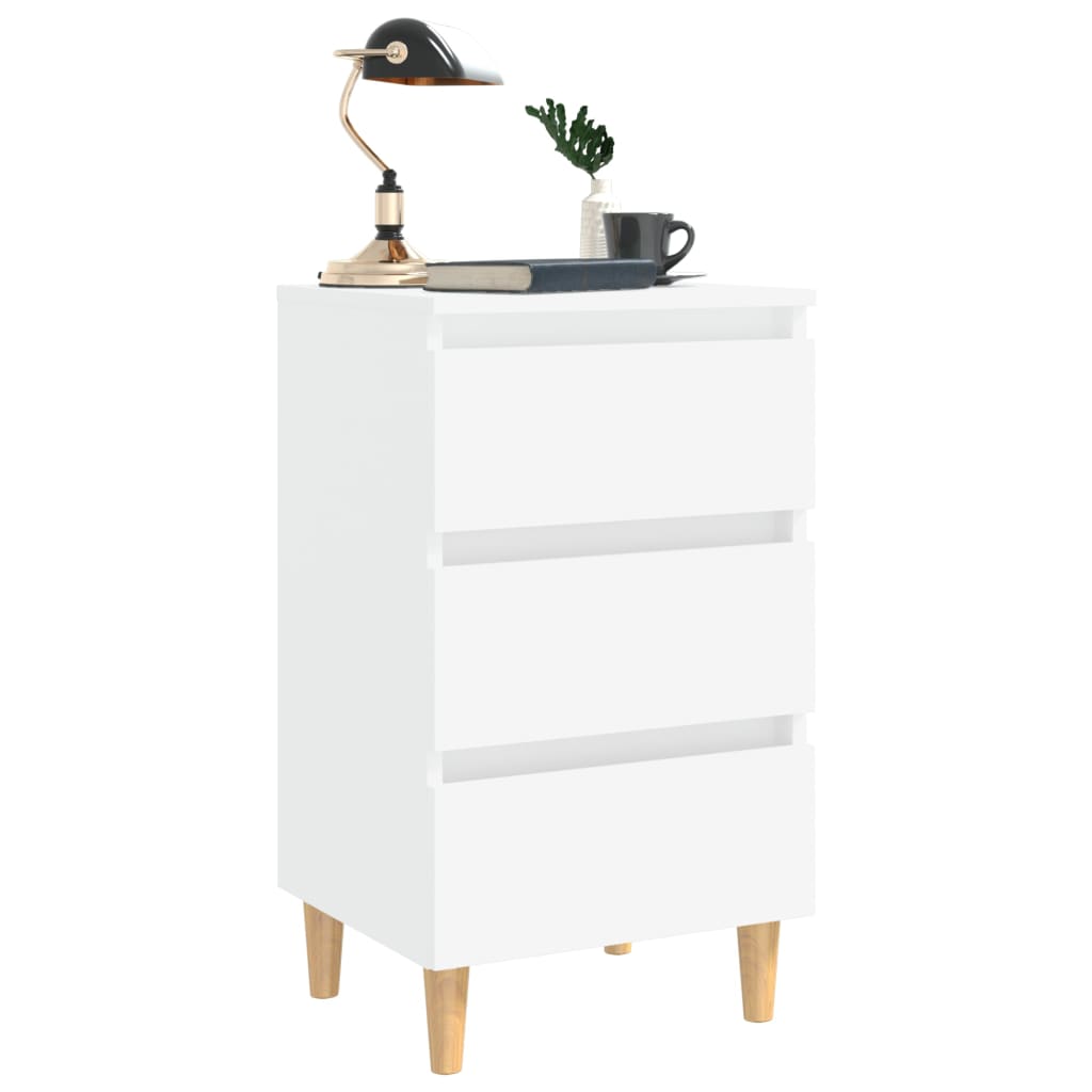 Nightstand with wooden legs, white, 40x35x69cm