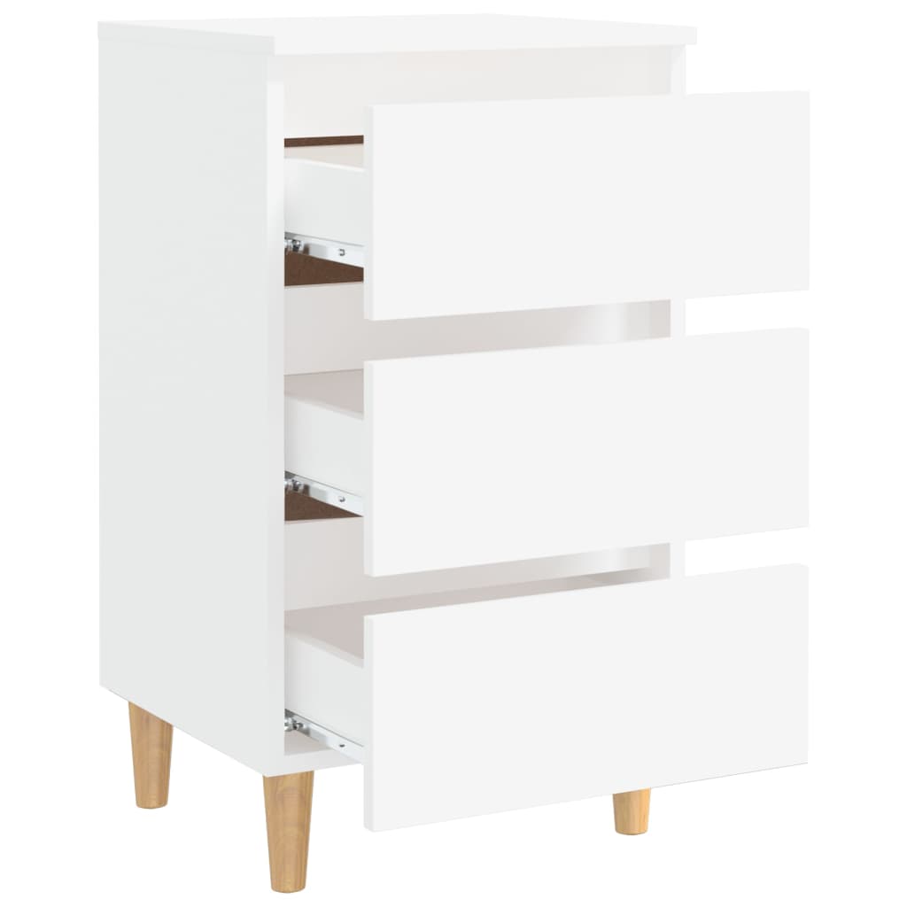 Nightstand with wooden legs, white, 40x35x69cm