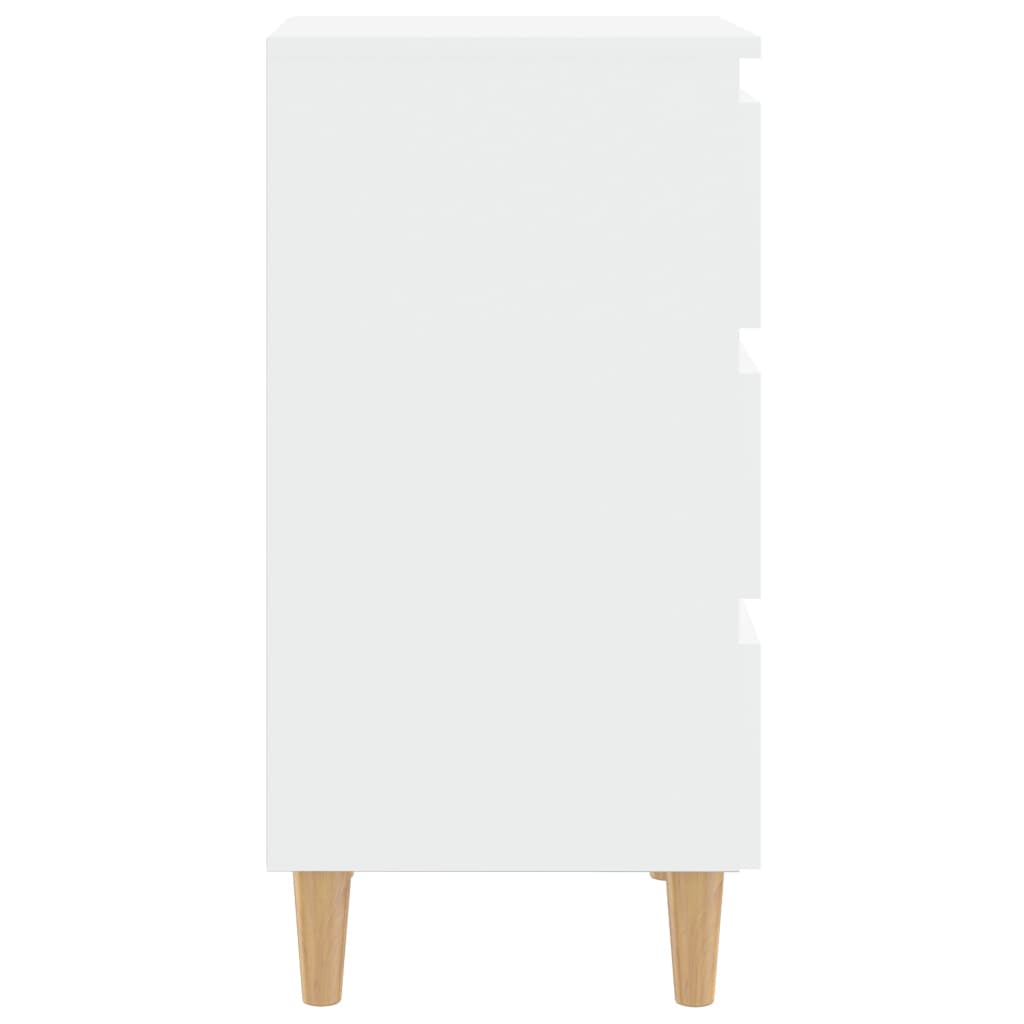 Nightstand with wooden legs, white, 40x35x69cm