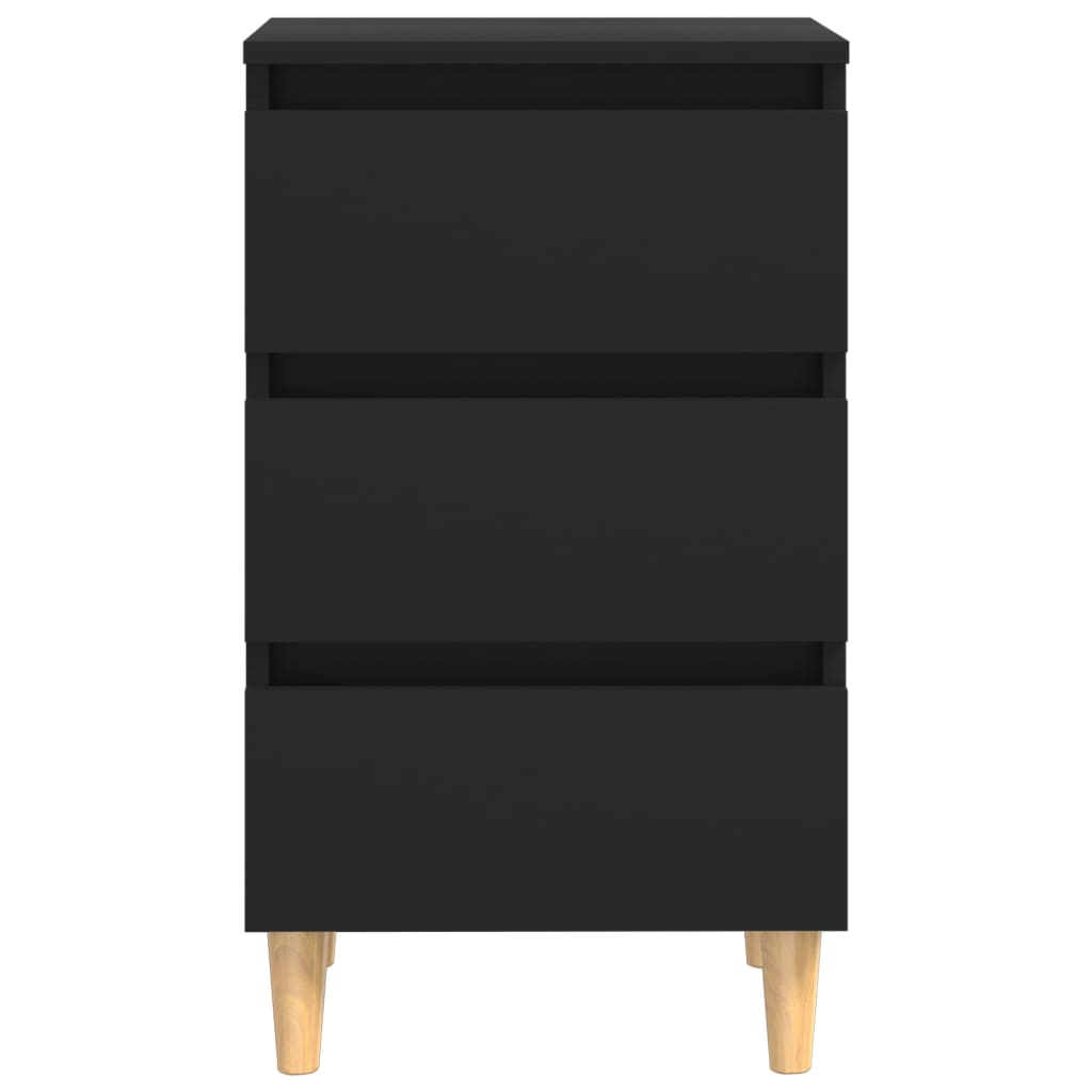 Nightstand with wooden legs, black, 40x35x69cm