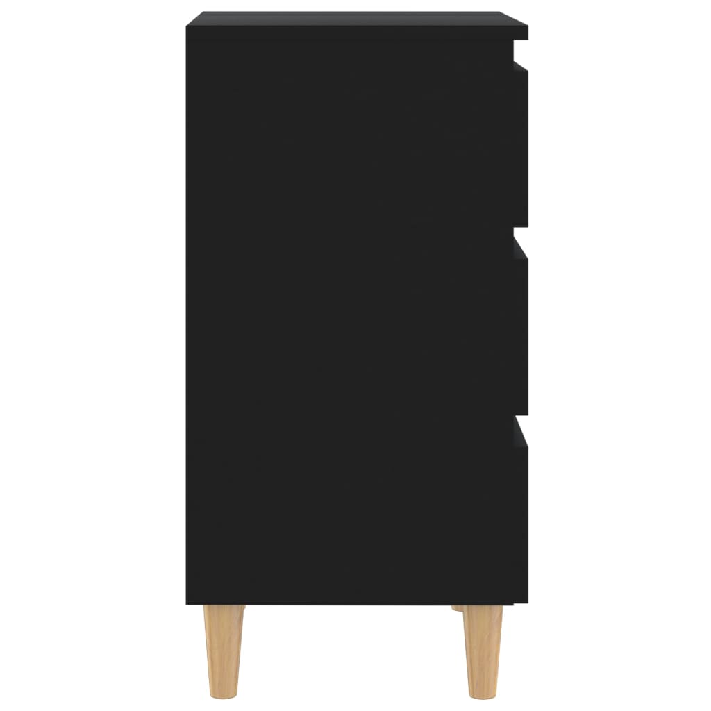 Nightstand with wooden legs, black, 40x35x69cm