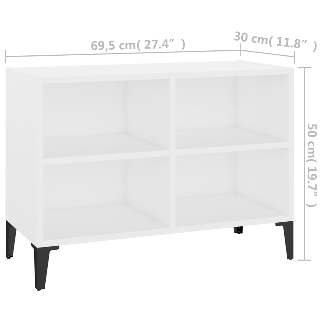 TV cabinet with metal legs, white, 69.5x30x50cm