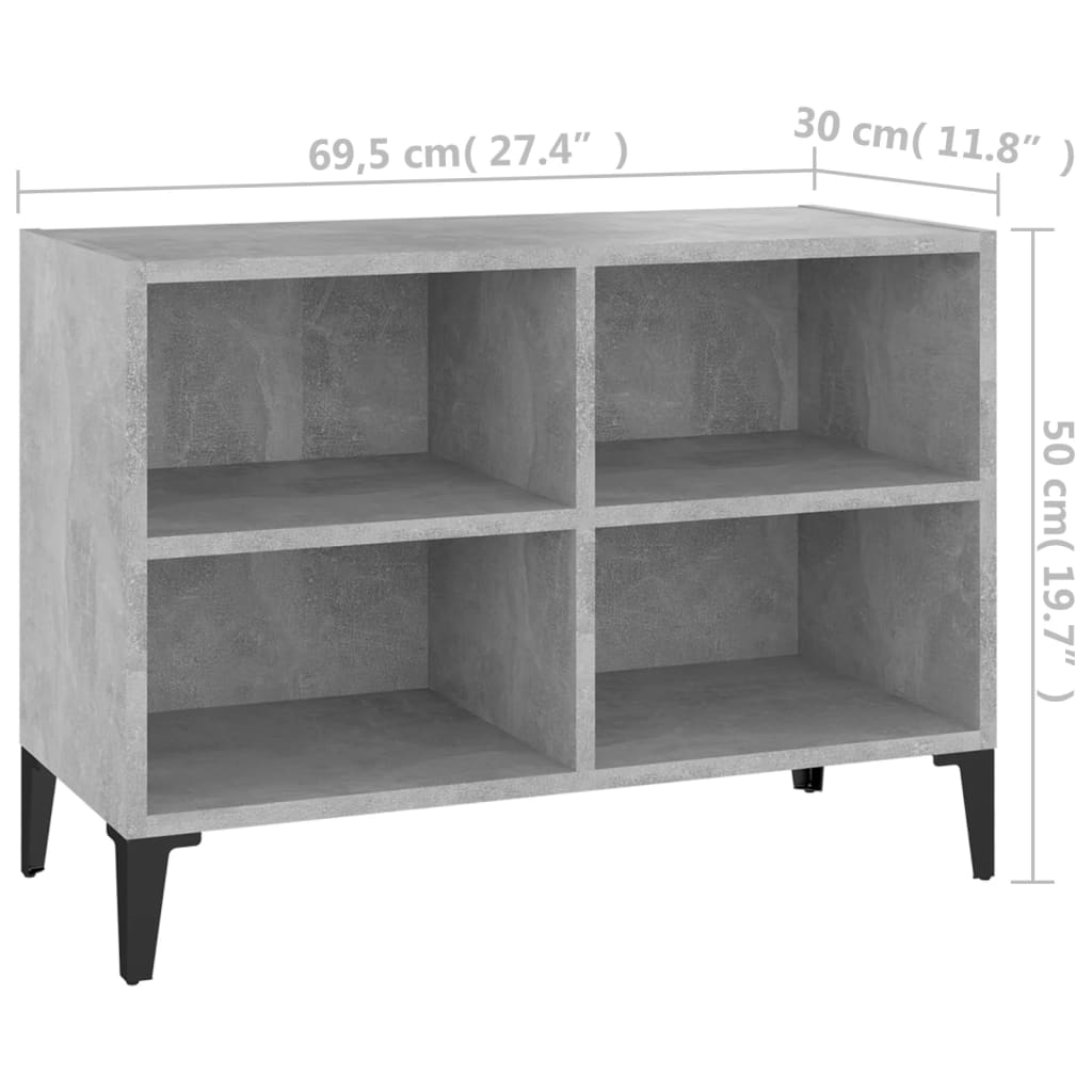 TV skapītis ar metāla kājām, pelēks, 69,5x30x50cm