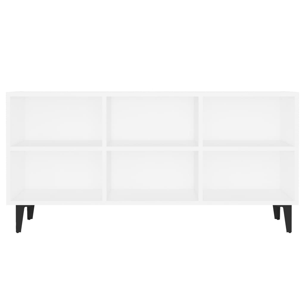 TV cabinet with metal legs, white, 103.5x30x50cm