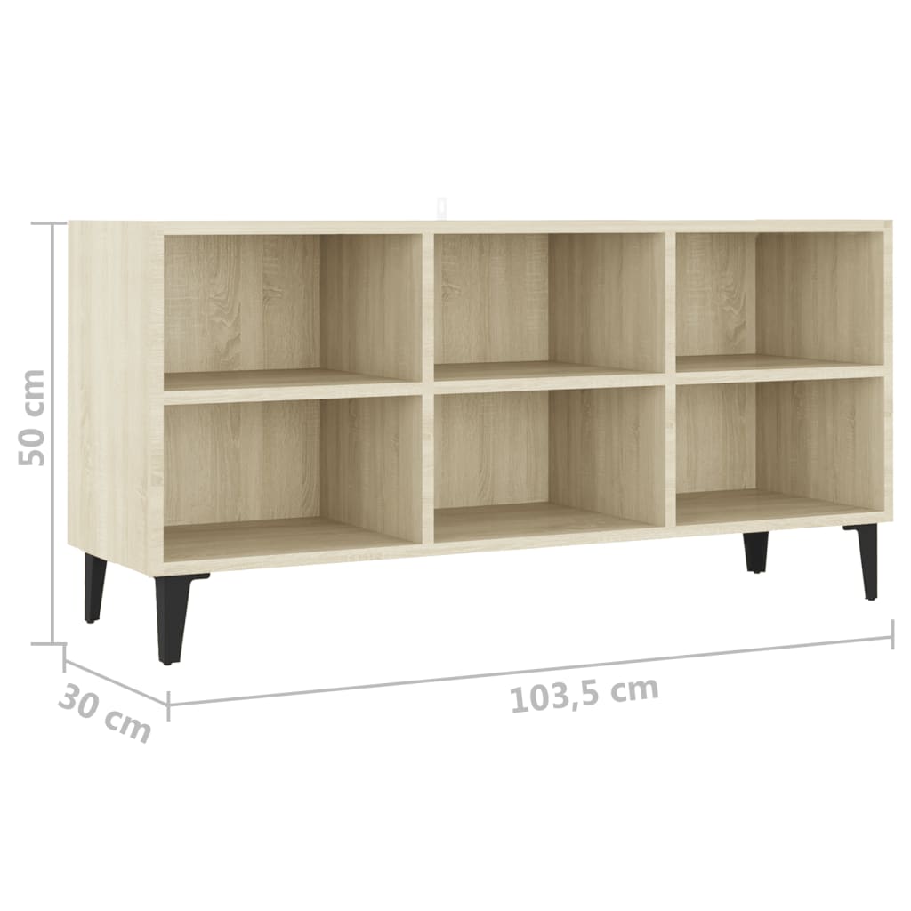 TV spintelė su metalinėmis kojelėmis, ąžuolo, 103,5x30x50cm