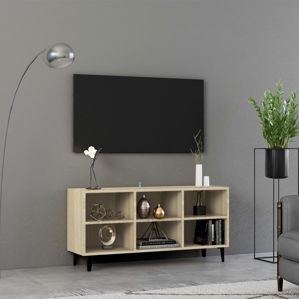 TV spintelė su metalinėmis kojelėmis, ąžuolo, 103,5x30x50cm
