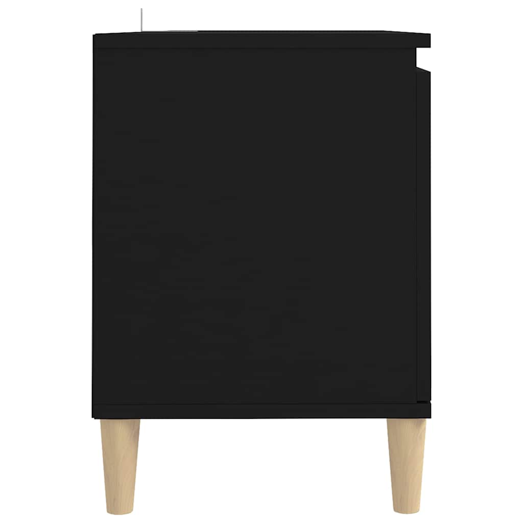 TV skapītis ar koka kājām, melns, 103,5x35x50cm