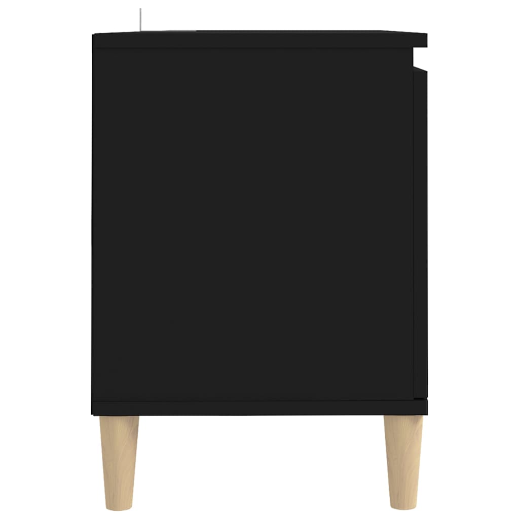 TV stand with wooden legs, black, 103.5x35x50cm