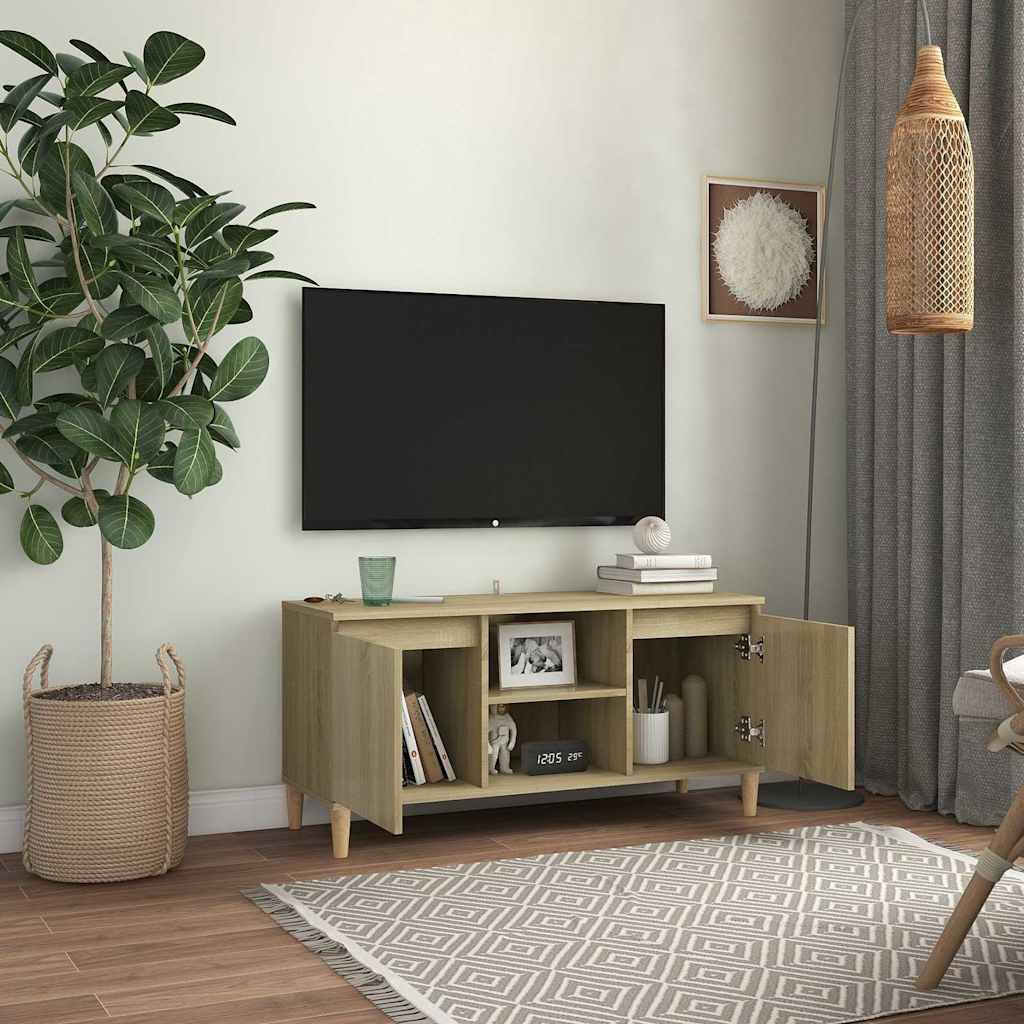 TV spintelė su medinėmis kojelėmis, ąžuolo, 103,5x35x50cm