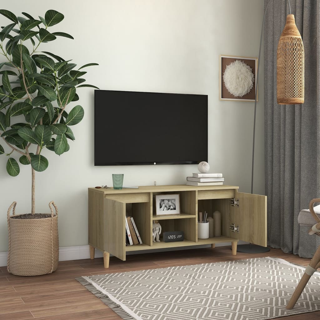 TV cabinet with wooden legs, oak, 103.5x35x50cm
