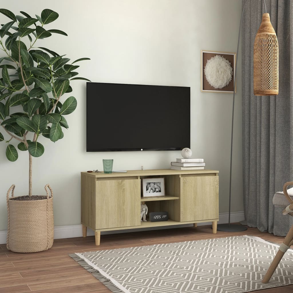 TV cabinet with wooden legs, oak, 103.5x35x50cm